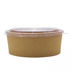 Bol salata carton kraft+capac 1300 cc, 50 buc/set