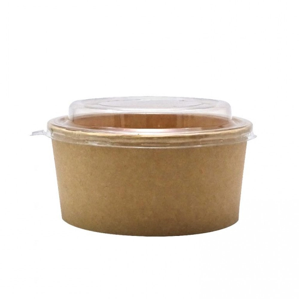 Bol salata carton kraft+capac 750cc, 50 buc/set