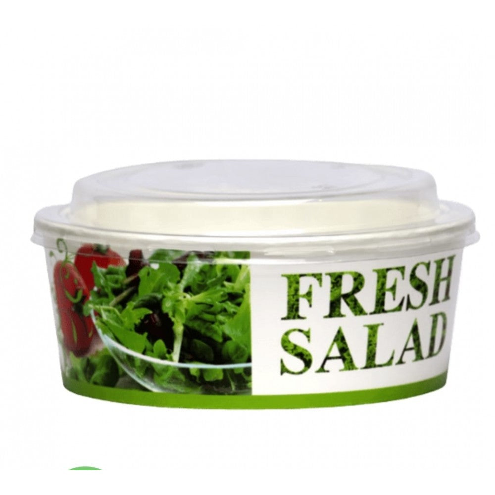 Bol salata carton imprimat+capac 1300 cc FRESH, 50 buc/set