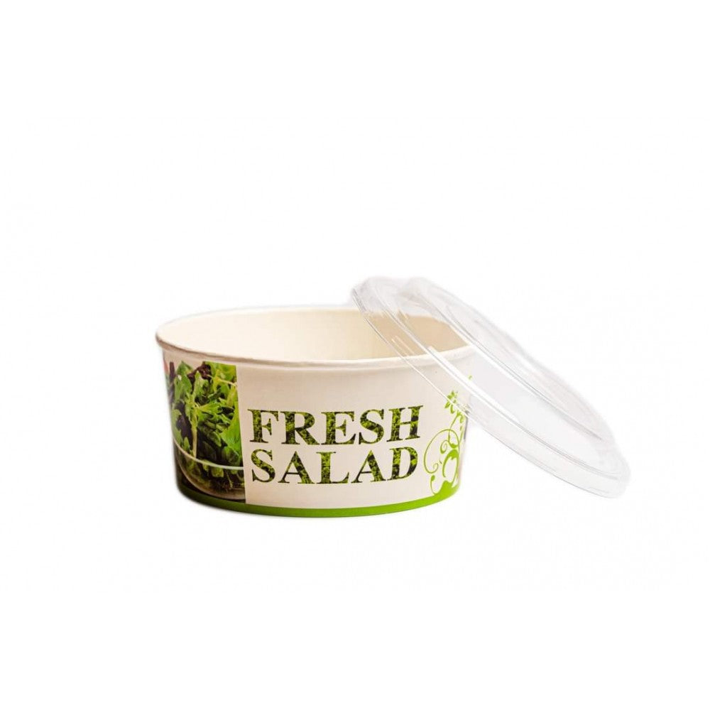 Bol salata carton imprimat+capac 750 cc, 50 buc/set