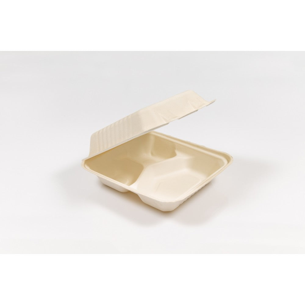 Caserola meniu bio 3 compartimente 23.6x22.9x8.5 cm, 50 buc/set