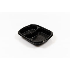 Caserola meniu neagra PP, 2 compartimente+capac, 24.5x20x4.3 cm, 50 buc/set