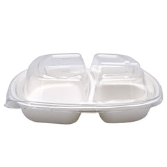 Farfurie patrata bio 3 compartimente cu capac, 50 buc/set