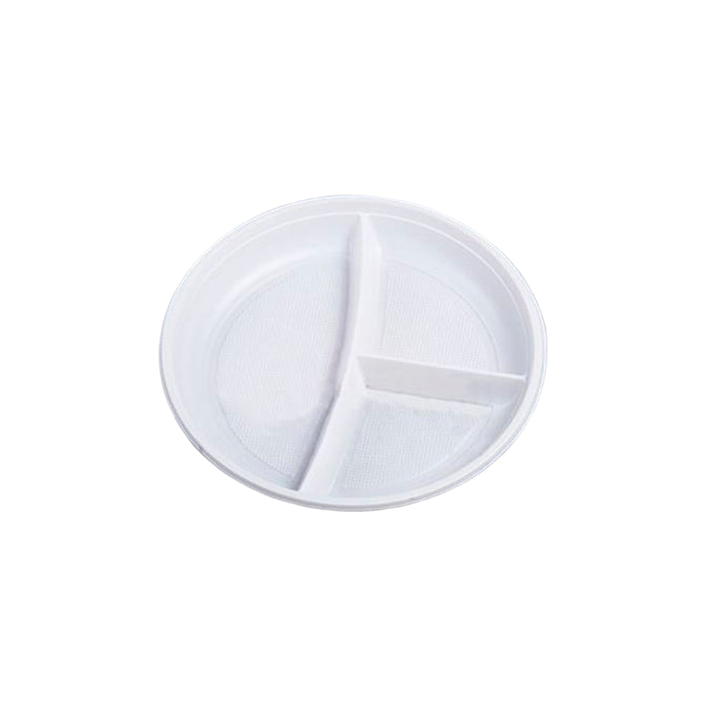 Farfurii din polipropilena (PP) unica folosinta, 3 compartimente, 21 cm, 50 buc