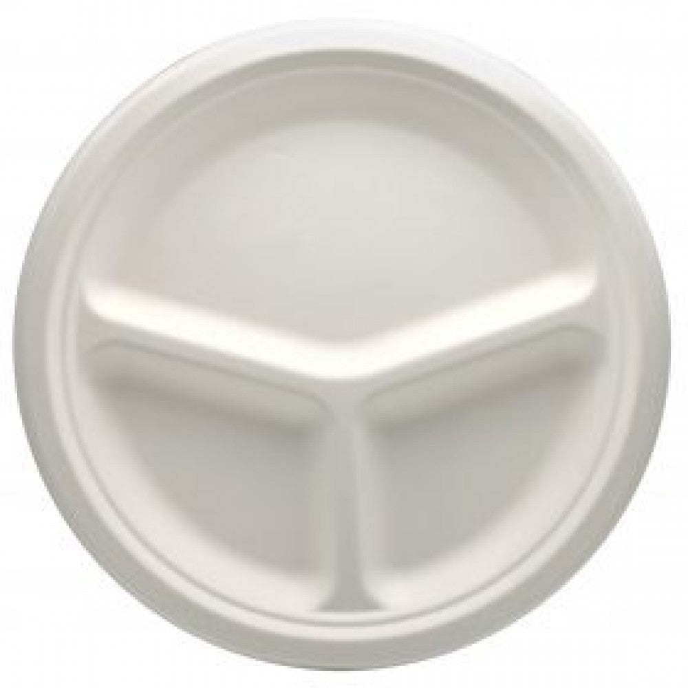 Farfurii trestie bio 3 comp 26 cm, 50 buc/set