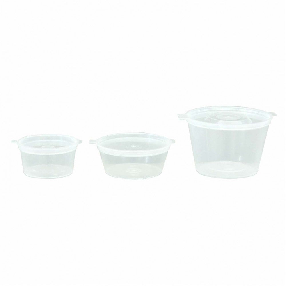 Sosiere rotunde PP cu capac atasat 120 cc, 50 buc/set