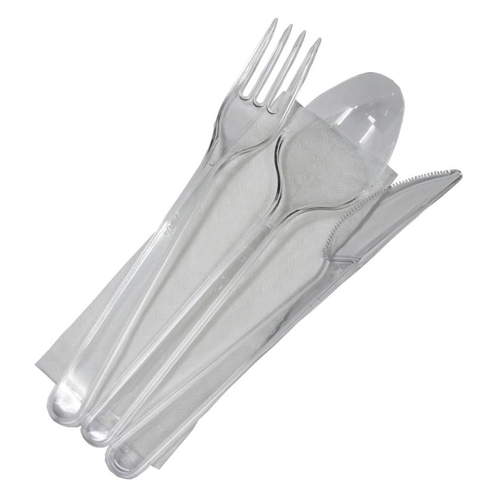Tacamuri TRIS reutilizabile (Furculita+lingura+cutit+servetel) 100 buc/set